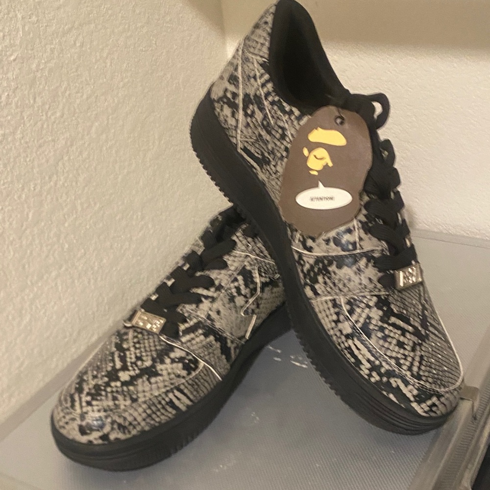 Black and Grey Snakeskin BapeSta (No Box)